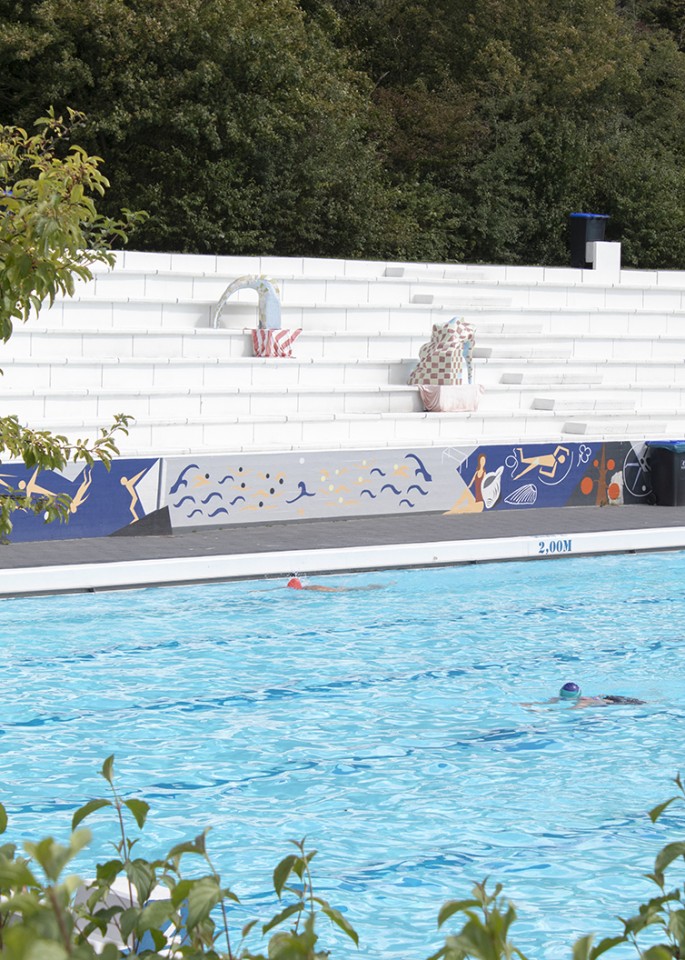 sculpture installation ceramic swimming pool